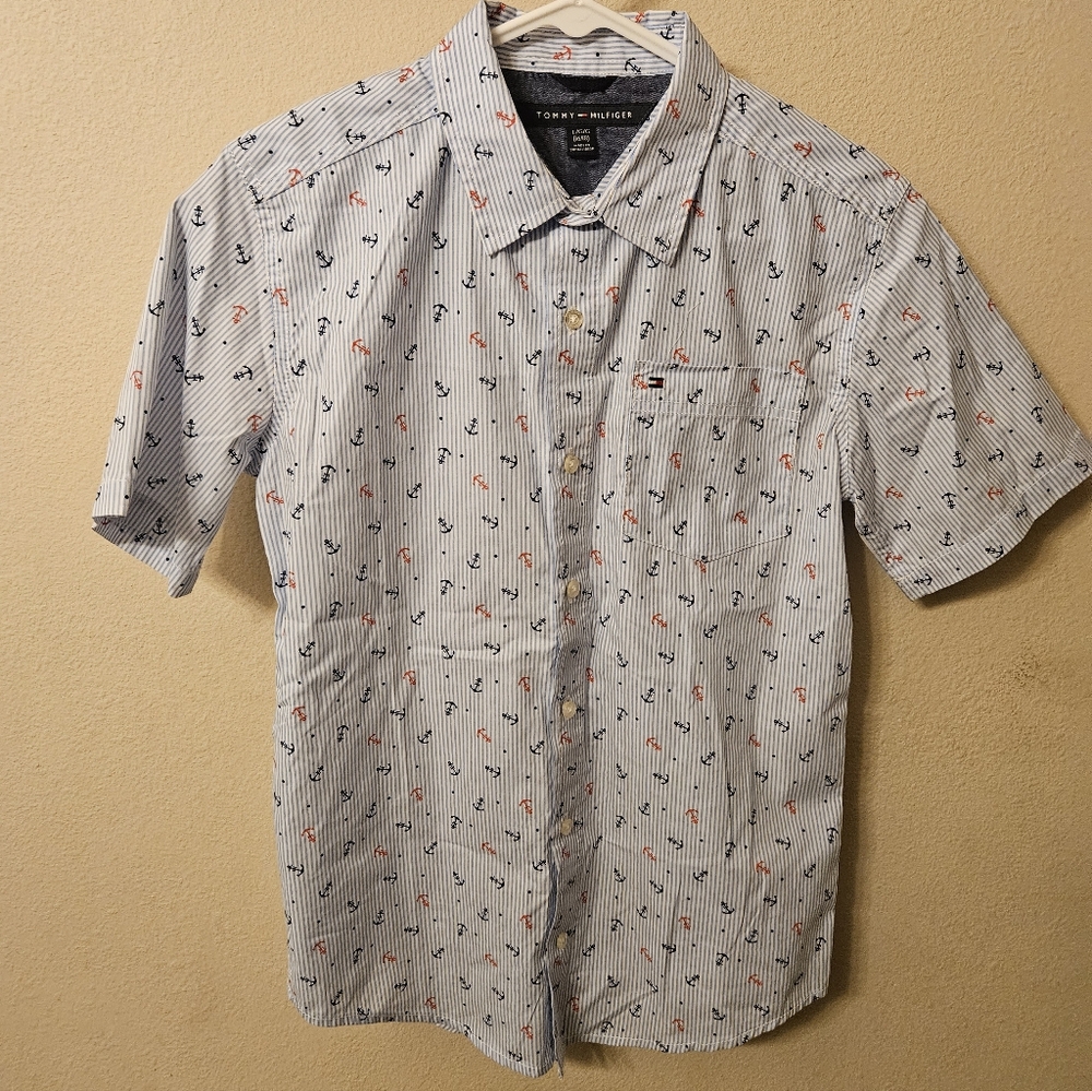 Tommy Hilfiger Blue Anchor Print Casual Shirt